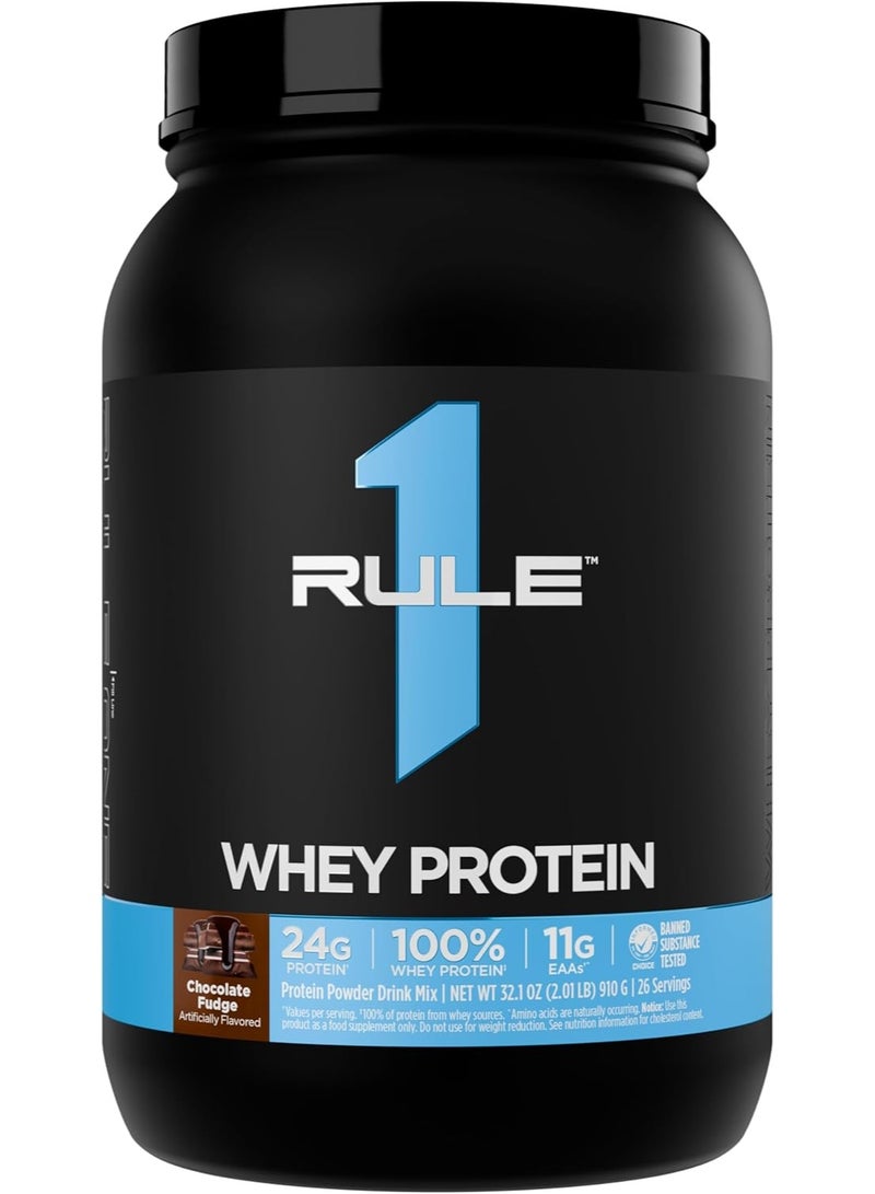 Rule1 whey Protein Chocolate Fudge, 2.01 LB, Fast-Acting 24g Protein Per Serving - Image 1